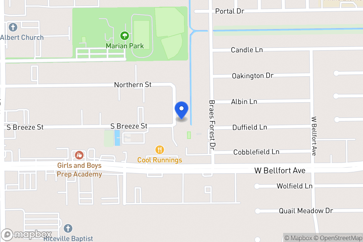 Map of S 8312 Breeze Dr, Houston