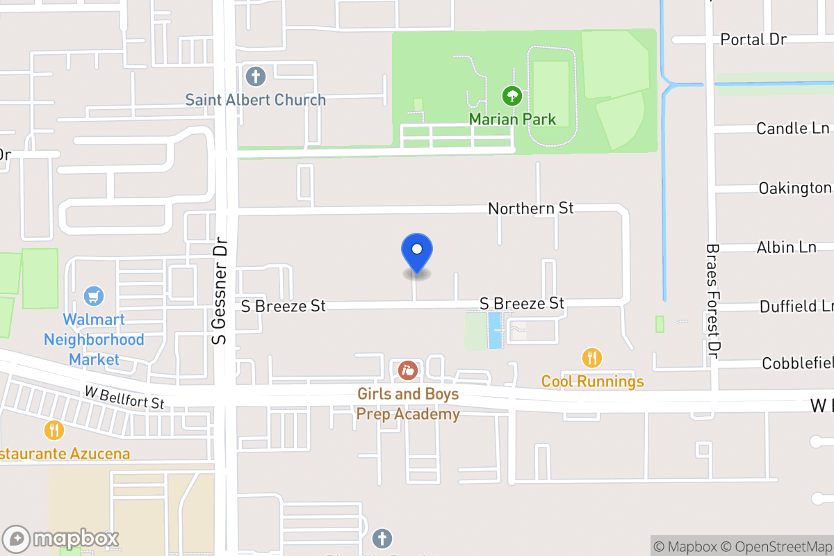 Map of S 8450 Breeze Dr, Houston