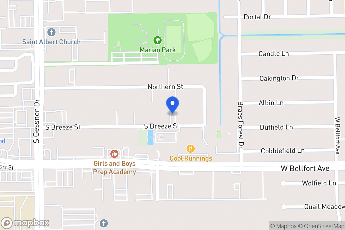 Map of S 8416 Breeze Dr, Houston