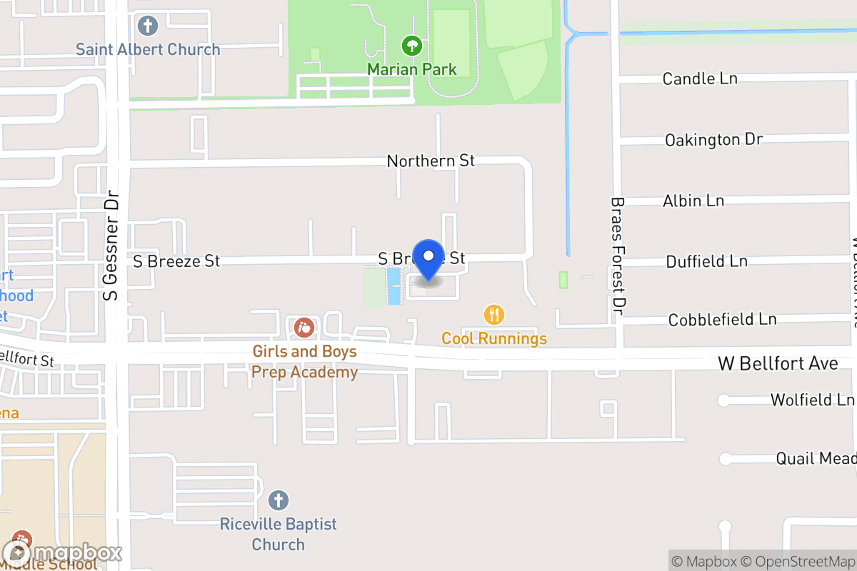 Map of S 8415 Breeze Dr, Houston