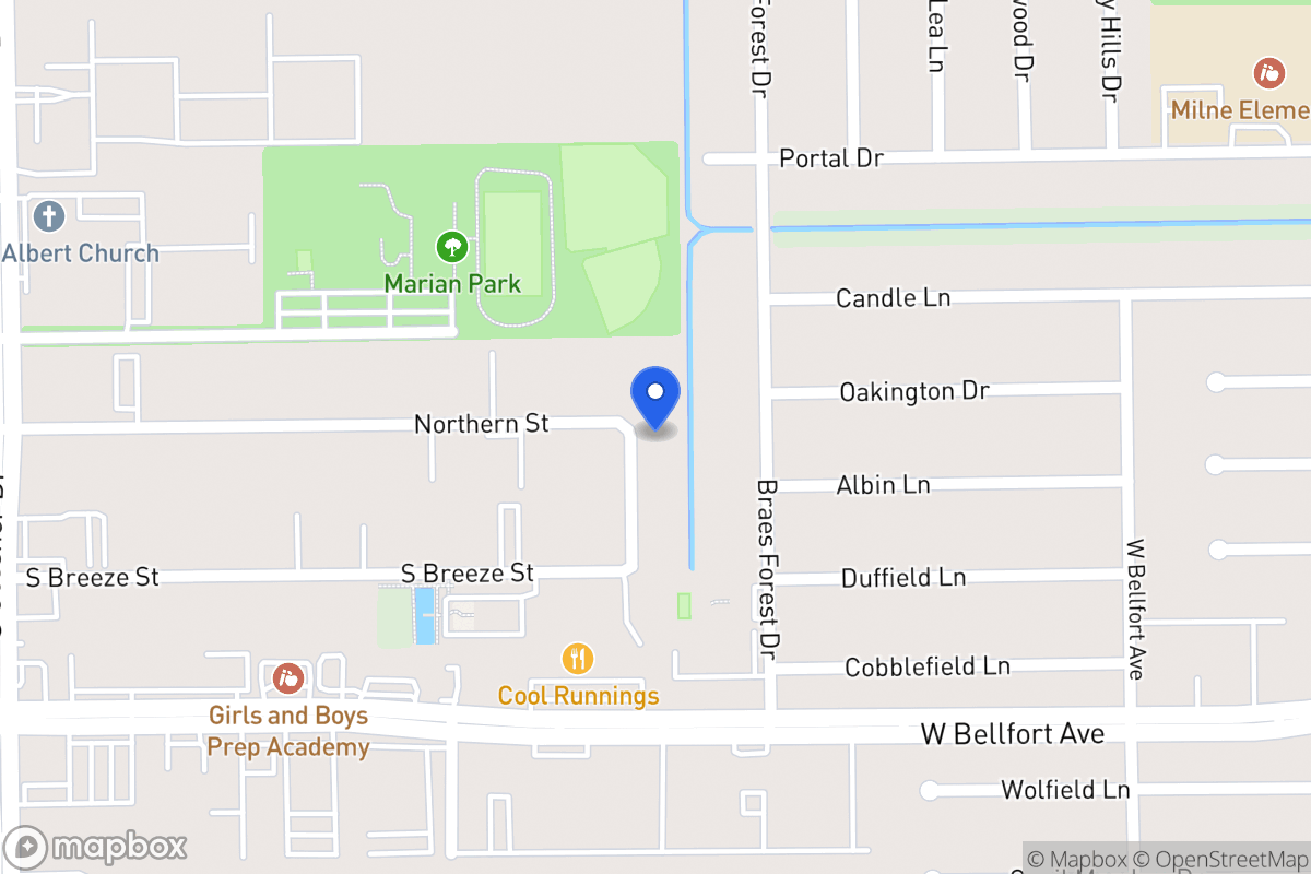 Map of S 8301 Breeze Dr, Houston